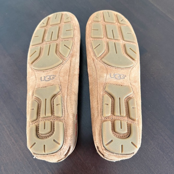 UGG Chestnut Suede Moccasin Flats with Pink Accent - Picture 6 of 8